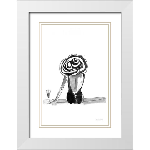 By the Pool White Modern Wood Framed Art Print with Double Matting by Charro, Mercedes Lopez