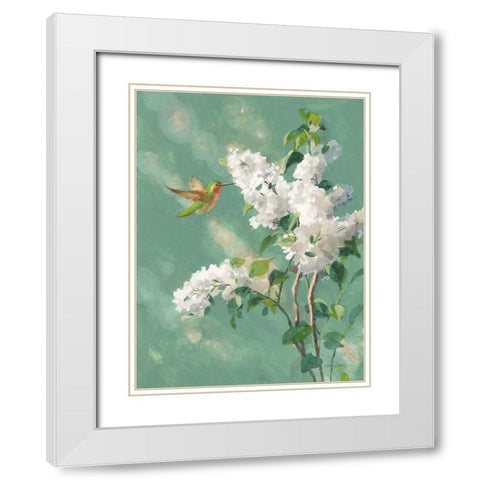 Hummingbird Spring I White Modern Wood Framed Art Print with Double Matting by Nai, Danhui