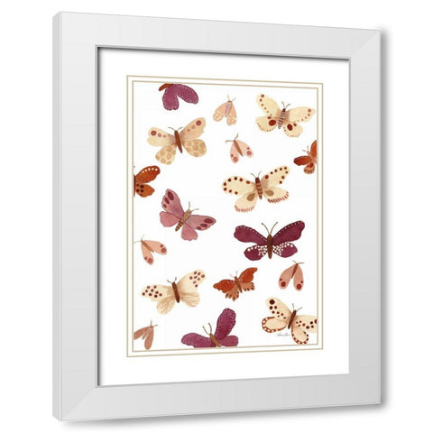 Garden Dance Butterflies White Modern Wood Framed Art Print with Double Matting by Horn, Laura