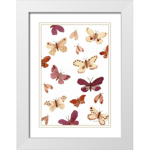 Garden Dance Butterflies White Modern Wood Framed Art Print with Double Matting by Horn, Laura