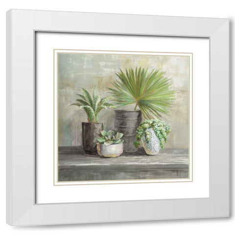 Indoor Garden Gray White Modern Wood Framed Art Print with Double Matting by Nai, Danhui