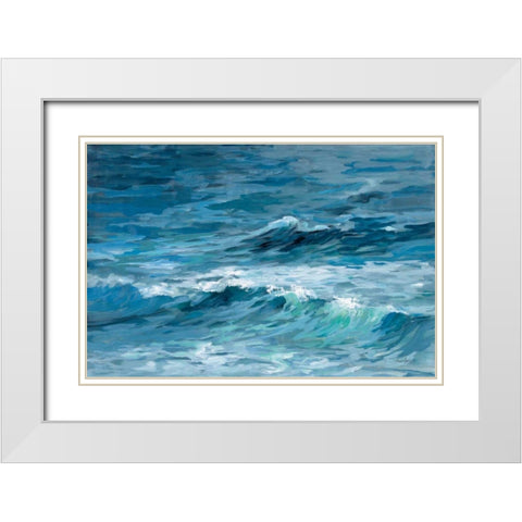 Deep Blue Sea White Modern Wood Framed Art Print with Double Matting by Vassileva, Silvia