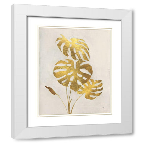 Gilded Palm Botanical I White Modern Wood Framed Art Print with Double Matting by Purinton, Julia