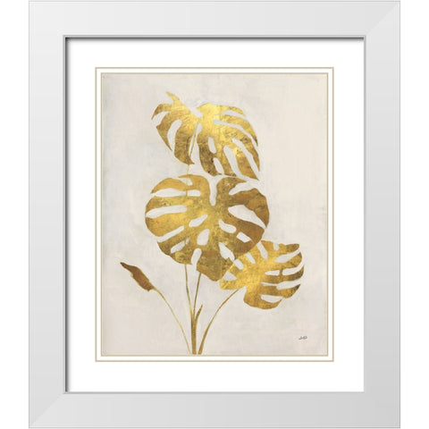 Gilded Palm Botanical I White Modern Wood Framed Art Print with Double Matting by Purinton, Julia