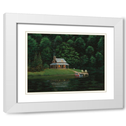 Happy Place I White Modern Wood Framed Art Print with Double Matting by Wiens, James