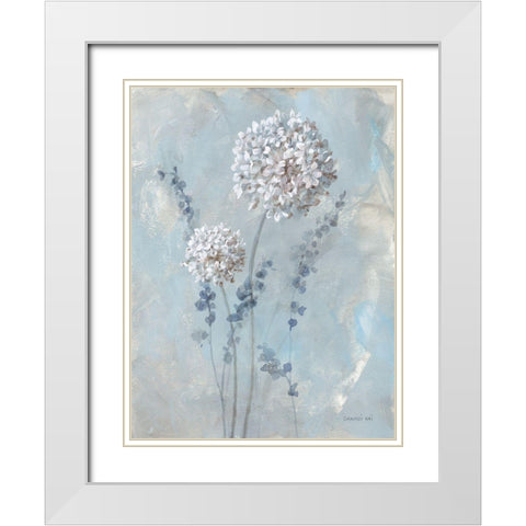 Airy Blooms I White Modern Wood Framed Art Print with Double Matting by Nai, Danhui