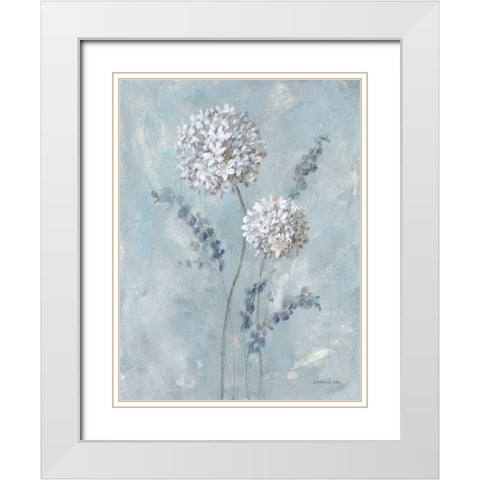Airy Blooms II White Modern Wood Framed Art Print with Double Matting by Nai, Danhui