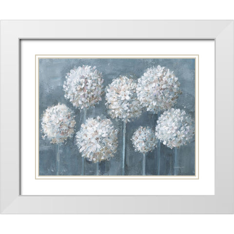 Simple Agapanthus White Modern Wood Framed Art Print with Double Matting by Nai, Danhui