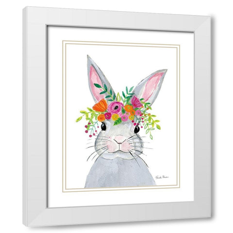 Sweet Rabbit White Modern Wood Framed Art Print with Double Matting by Zaman, Farida