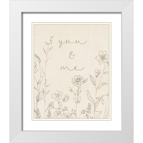 Butterfly Garden I Sentiment White Modern Wood Framed Art Print with Double Matting by Nai, Danhui