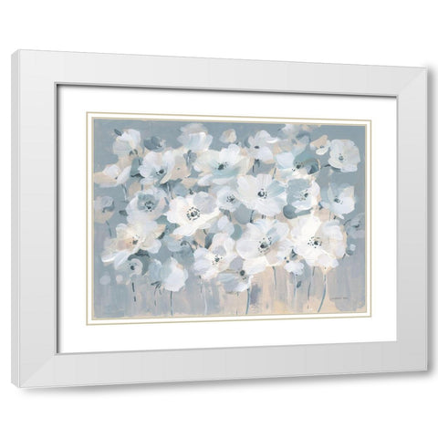 Breezy Garden White Modern Wood Framed Art Print with Double Matting by Nai, Danhui