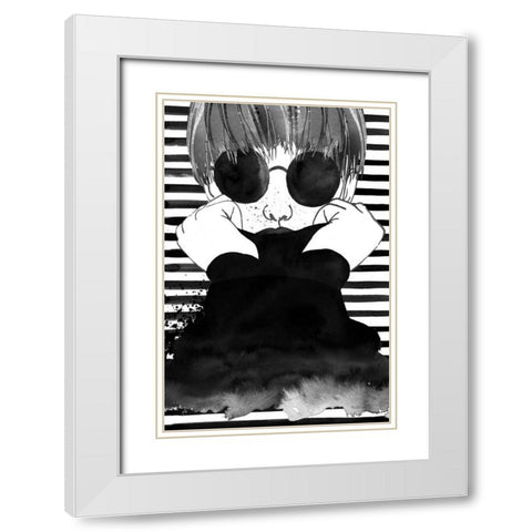 Looking for Paradise Plain Sunglasses White Modern Wood Framed Art Print with Double Matting by Charro, Mercedes Lopez