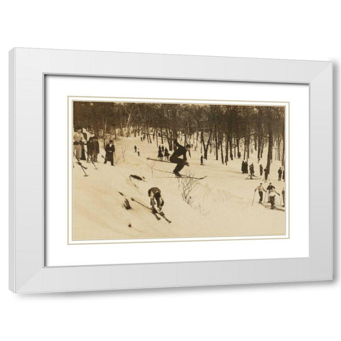 Skiing I White Modern Wood Framed Art Print with Double Matting by Wild Apple Portfolio