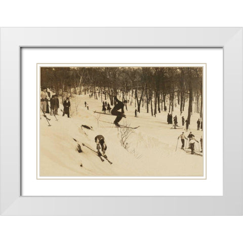 Skiing I White Modern Wood Framed Art Print with Double Matting by Wild Apple Portfolio