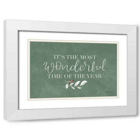 Green Christmas IV White Modern Wood Framed Art Print with Double Matting by Thorns, Becky
