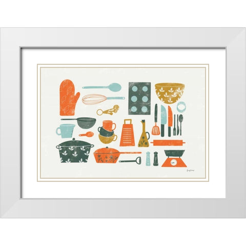 Retro Kitchen I White Modern Wood Framed Art Print with Double Matting by Thorns, Becky
