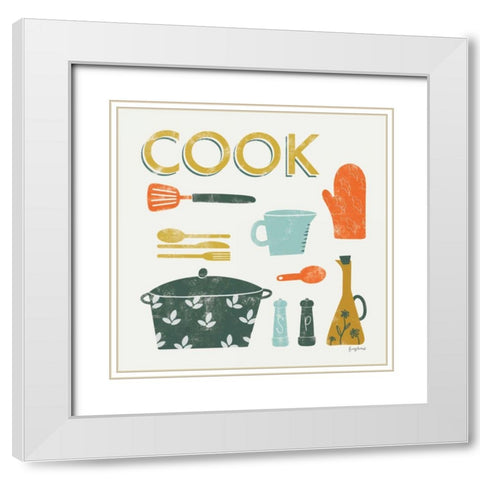 Retro Kitchen III White Modern Wood Framed Art Print with Double Matting by Thorns, Becky
