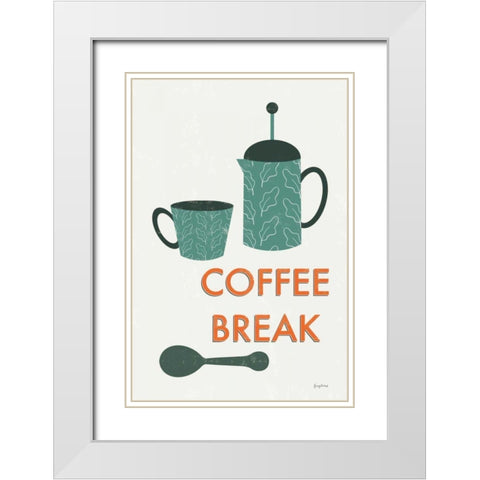Retro Kitchen Coffee II White Modern Wood Framed Art Print with Double Matting by Thorns, Becky