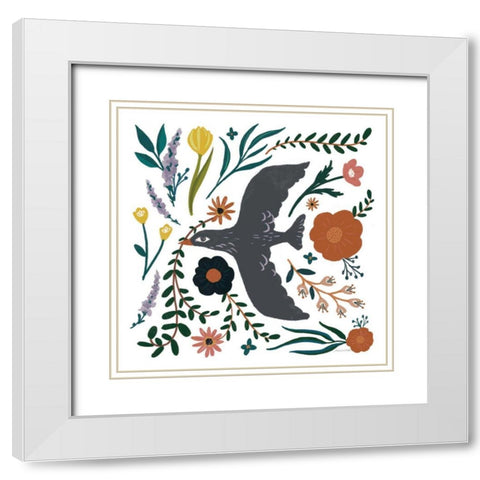 Folk Garden II White Modern Wood Framed Art Print with Double Matting by Miller, Sara Zieve