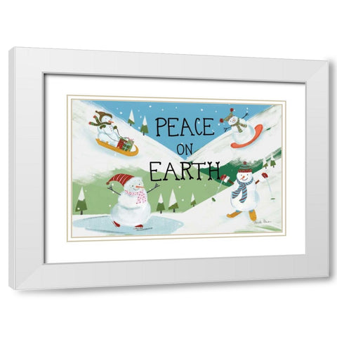 Snowman Snowday I White Modern Wood Framed Art Print with Double Matting by Zaman, Farida