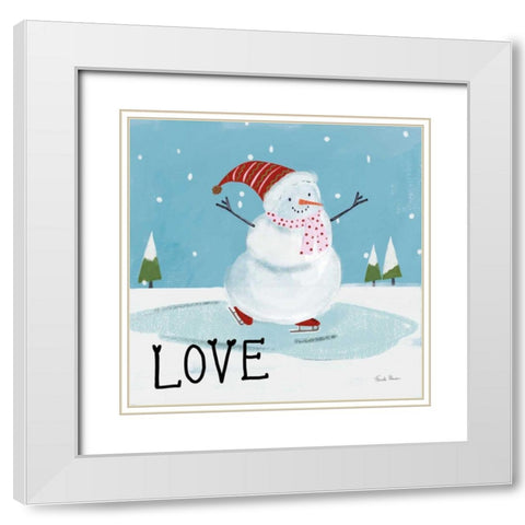 Snowman Snowday IV White Modern Wood Framed Art Print with Double Matting by Zaman, Farida