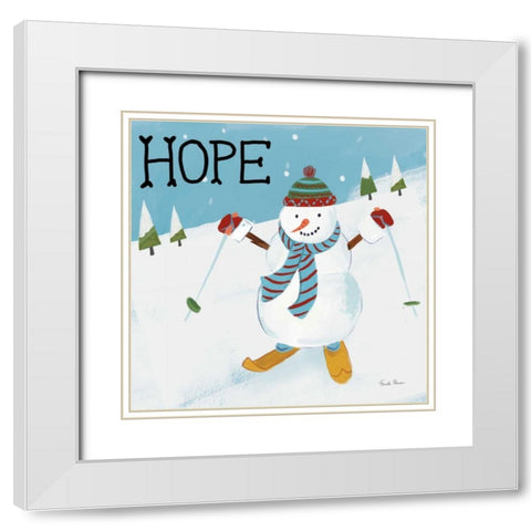 Snowman Snowday V White Modern Wood Framed Art Print with Double Matting by Zaman, Farida