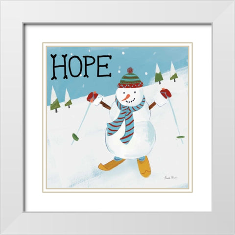 Snowman Snowday V White Modern Wood Framed Art Print with Double Matting by Zaman, Farida