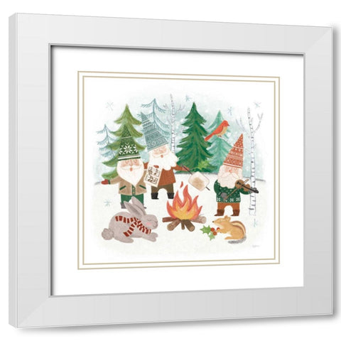 Woodland Gnomes II White Modern Wood Framed Art Print with Double Matting by Urban, Mary