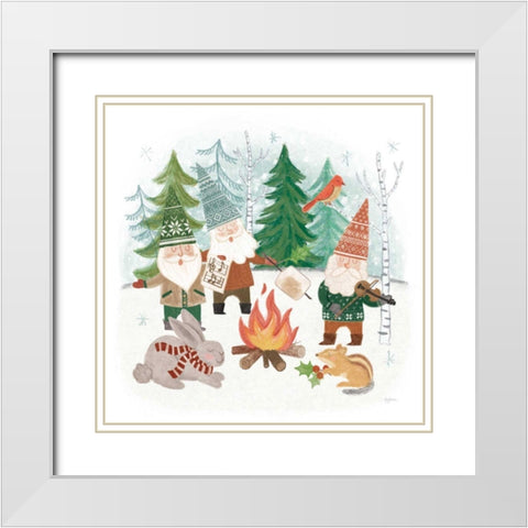 Woodland Gnomes II White Modern Wood Framed Art Print with Double Matting by Urban, Mary