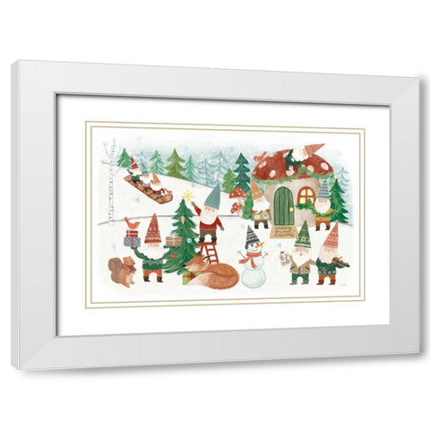 Woodland Gnomes V White Modern Wood Framed Art Print with Double Matting by Urban, Mary