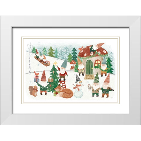 Woodland Gnomes V White Modern Wood Framed Art Print with Double Matting by Urban, Mary