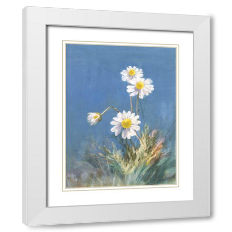 White Daisies No Butterfly White Modern Wood Framed Art Print with Double Matting by Nai, Danhui