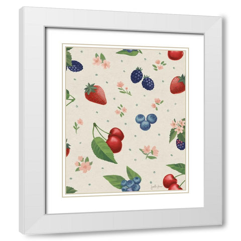 Berry Breeze Pattern IA White Modern Wood Framed Art Print with Double Matting by Penner, Janelle