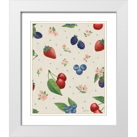 Berry Breeze Pattern IA White Modern Wood Framed Art Print with Double Matting by Penner, Janelle