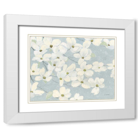 Spring Dogwoods Blue White Modern Wood Framed Art Print with Double Matting by Wiens, James