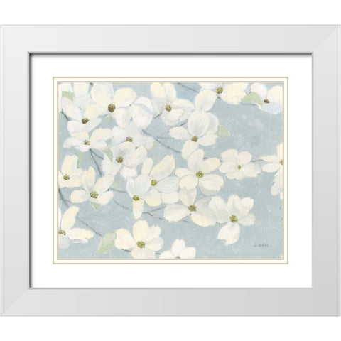 Spring Dogwoods Blue White Modern Wood Framed Art Print with Double Matting by Wiens, James