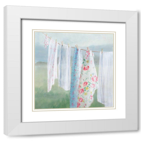 Laundry Day I White Modern Wood Framed Art Print with Double Matting by Nai, Danhui