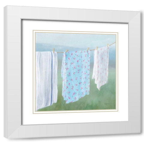 Laundry Day II White Modern Wood Framed Art Print with Double Matting by Nai, Danhui