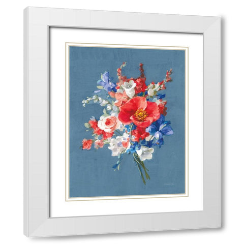 July Bouquet White Modern Wood Framed Art Print with Double Matting by Nai, Danhui