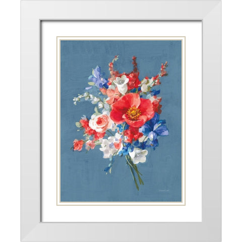 July Bouquet White Modern Wood Framed Art Print with Double Matting by Nai, Danhui