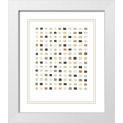 Gridwork in Grays White Modern Wood Framed Art Print with Double Matting by Wild Apple Portfolio