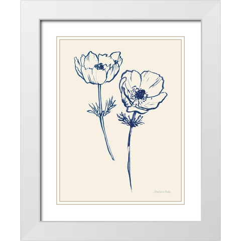 Ink Anemones I White Modern Wood Framed Art Print with Double Matting by Miller, Sara Zieve