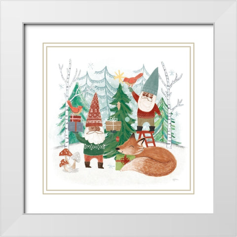 Woodland Gnomes VI White Modern Wood Framed Art Print with Double Matting by Urban, Mary