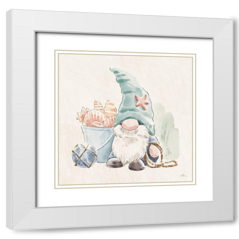 Beach Gnomes II White Modern Wood Framed Art Print with Double Matting by Penner, Janelle