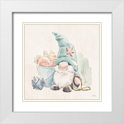 Beach Gnomes II White Modern Wood Framed Art Print with Double Matting by Penner, Janelle