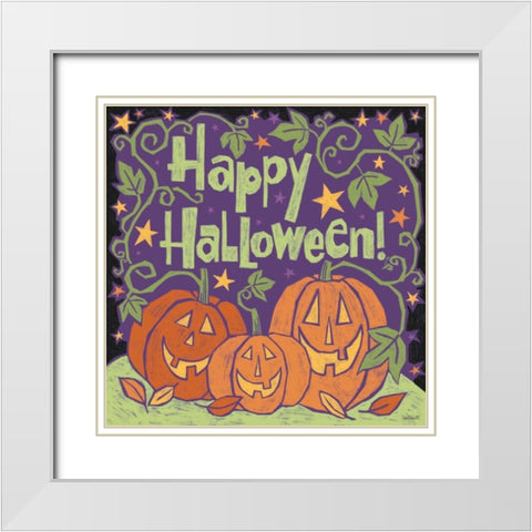Three Halloween Pumpkins I White Modern Wood Framed Art Print with Double Matting by Tavoletti, Anne