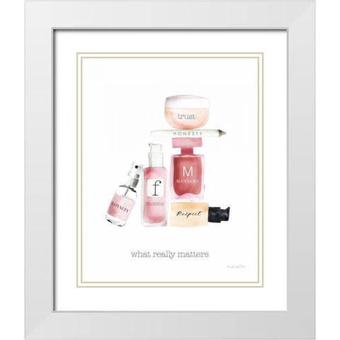 Inner Beauty I White Modern Wood Framed Art Print with Double Matting by Charro, Mercedes Lopez