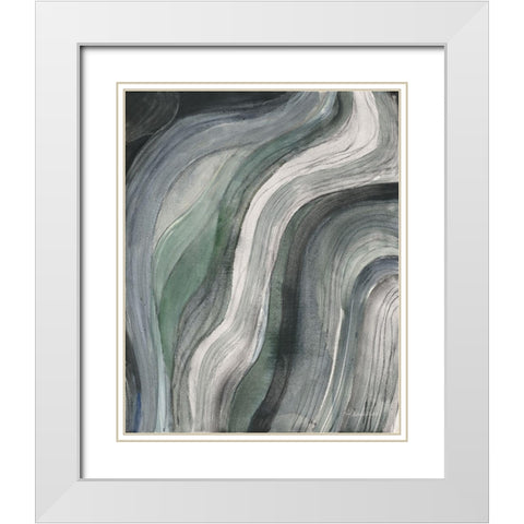 Swirl I White Modern Wood Framed Art Print with Double Matting by Hristova, Albena