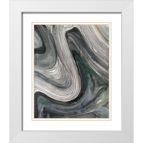 Swirl II White Modern Wood Framed Art Print with Double Matting by Hristova, Albena