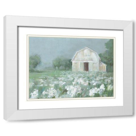 White Barn Meadow White Modern Wood Framed Art Print with Double Matting by Nai, Danhui